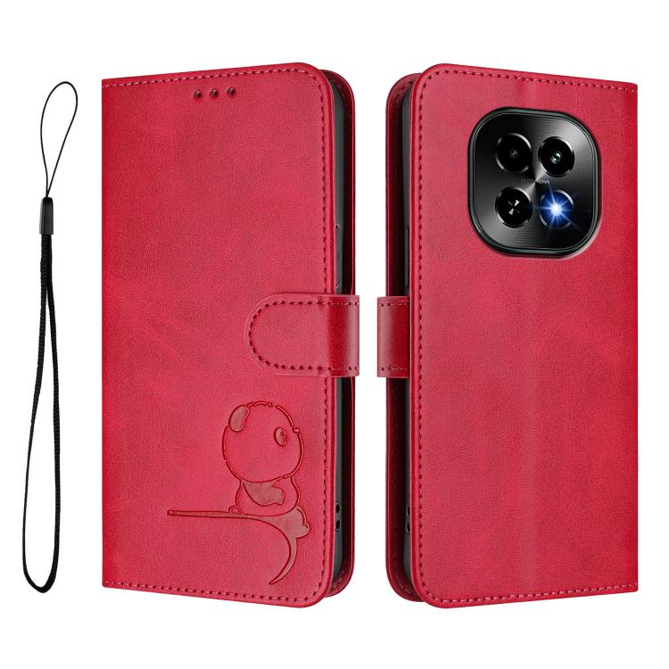 For Realme C63 5G Litter Panda Embossing RFID Leather Phone Case with Lanyard
