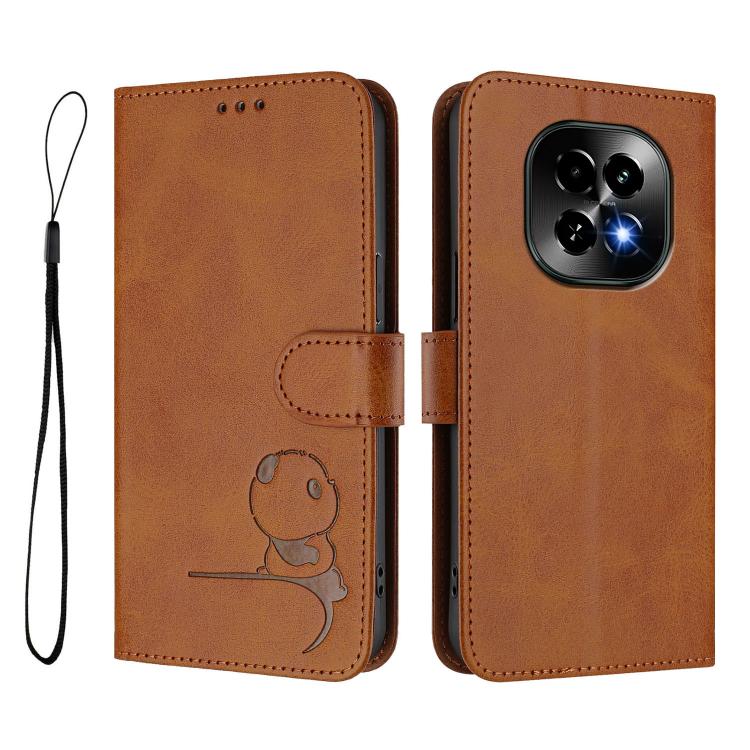 For Realme C63 5G Litter Panda Embossing RFID Leather Phone Case with Lanyard