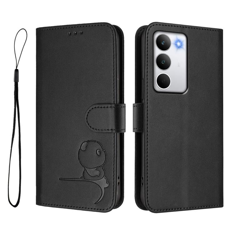For Realme C71 4G Litter Panda Embossing RFID Leather Phone Case with Lanyard