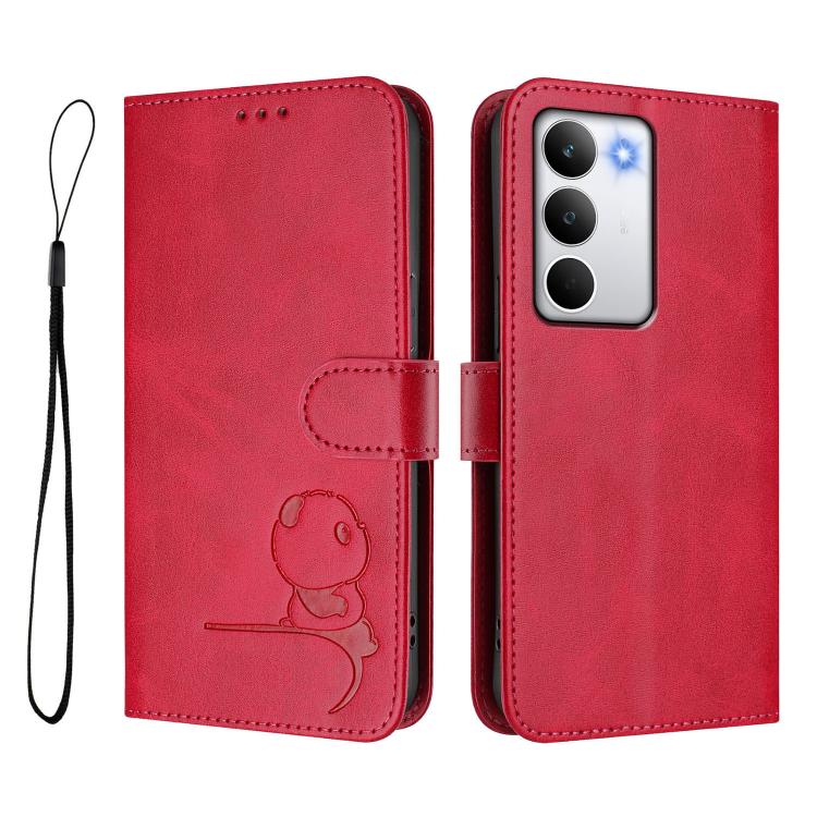 For Realme C71 4G Litter Panda Embossing RFID Leather Phone Case with Lanyard