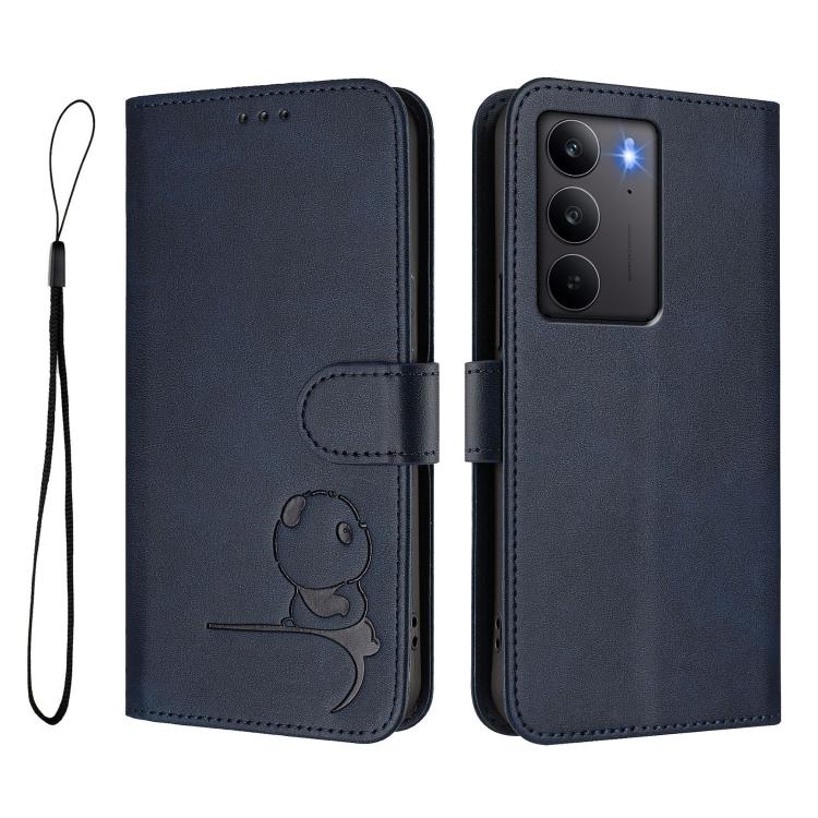For Realme C75 4G / 14x India / Narzo 80x Litter Panda Embossing RFID Leather Phone Case with Lanyard
