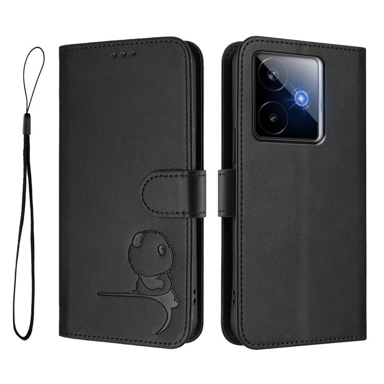 For Realme GT7 5G India Litter Panda Embossing RFID Leather Phone Case with Lanyard