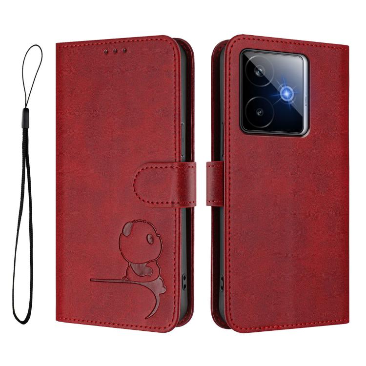 For Realme GT7 5G India Litter Panda Embossing RFID Leather Phone Case with Lanyard