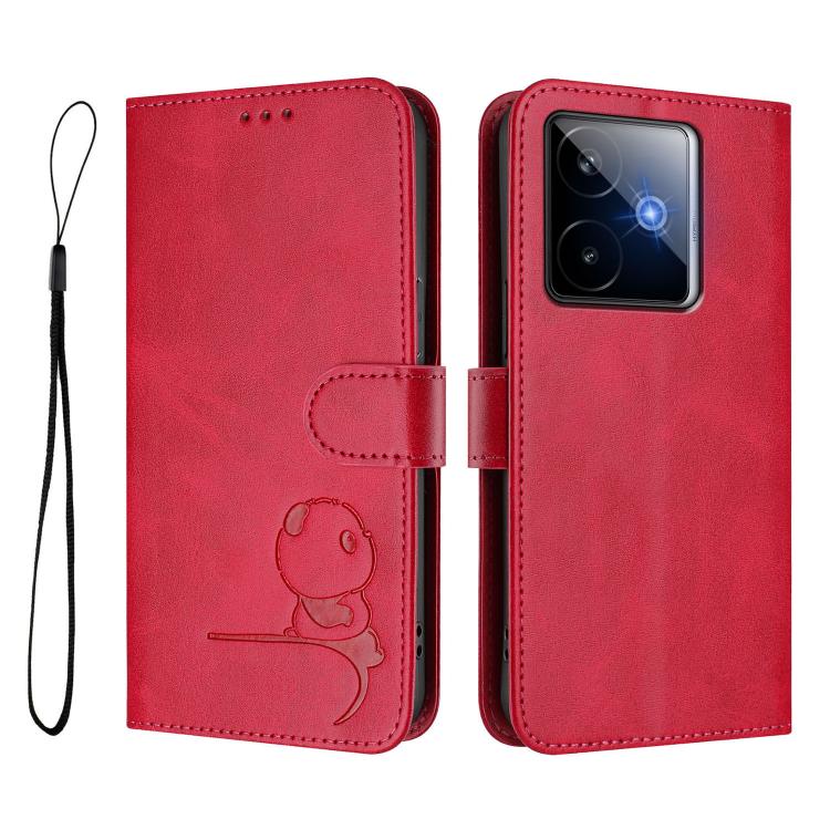 For Realme GT7 5G India Litter Panda Embossing RFID Leather Phone Case with Lanyard