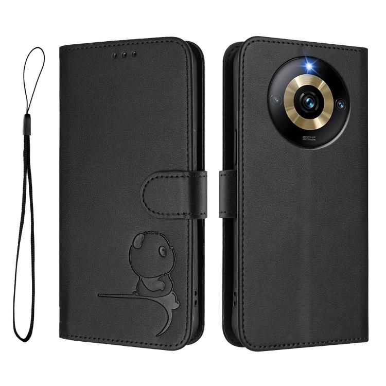 For Realme Narzo 60 Pro Litter Panda Embossing RFID Leather Phone Case with Lanyard