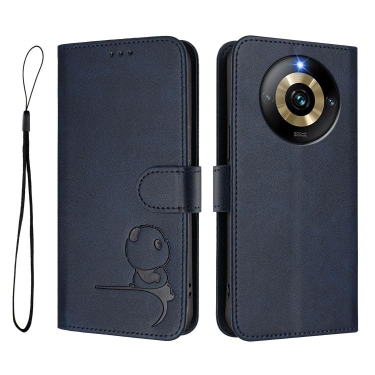 For Realme Narzo 60 Pro Litter Panda Embossing RFID Leather Phone Case with Lanyard