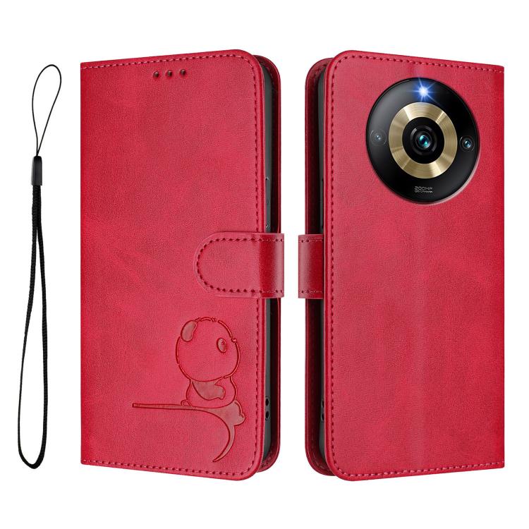 For Realme Narzo 60 Pro Litter Panda Embossing RFID Leather Phone Case with Lanyard