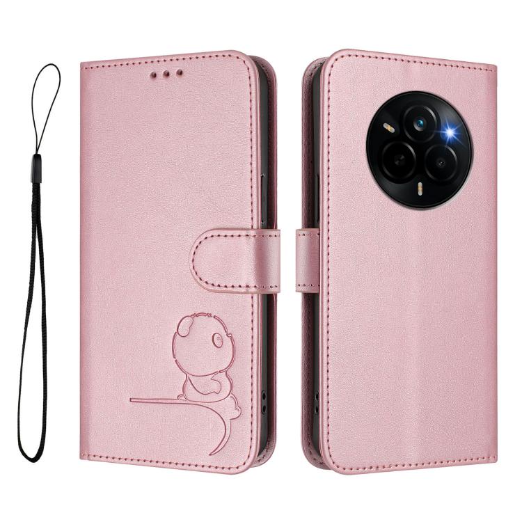 For Realme Narzo 80 Pro / 14 Pro Litter Panda Embossing RFID Leather Phone Case with Lanyard