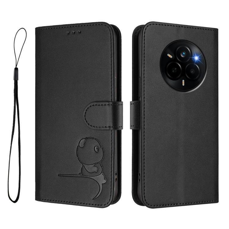 For Realme Narzo 80 Pro / 14 Pro Litter Panda Embossing RFID Leather Phone Case with Lanyard