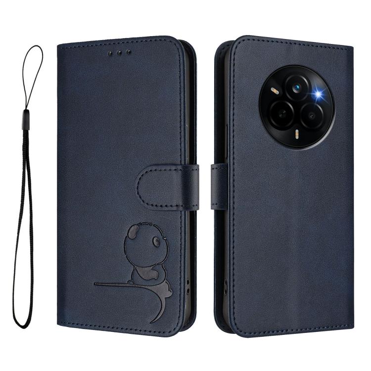 For Realme Narzo 80 Pro / 14 Pro Litter Panda Embossing RFID Leather Phone Case with Lanyard