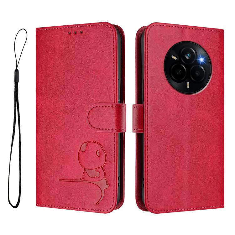 For Realme Narzo 80 Pro / 14 Pro Litter Panda Embossing RFID Leather Phone Case with Lanyard