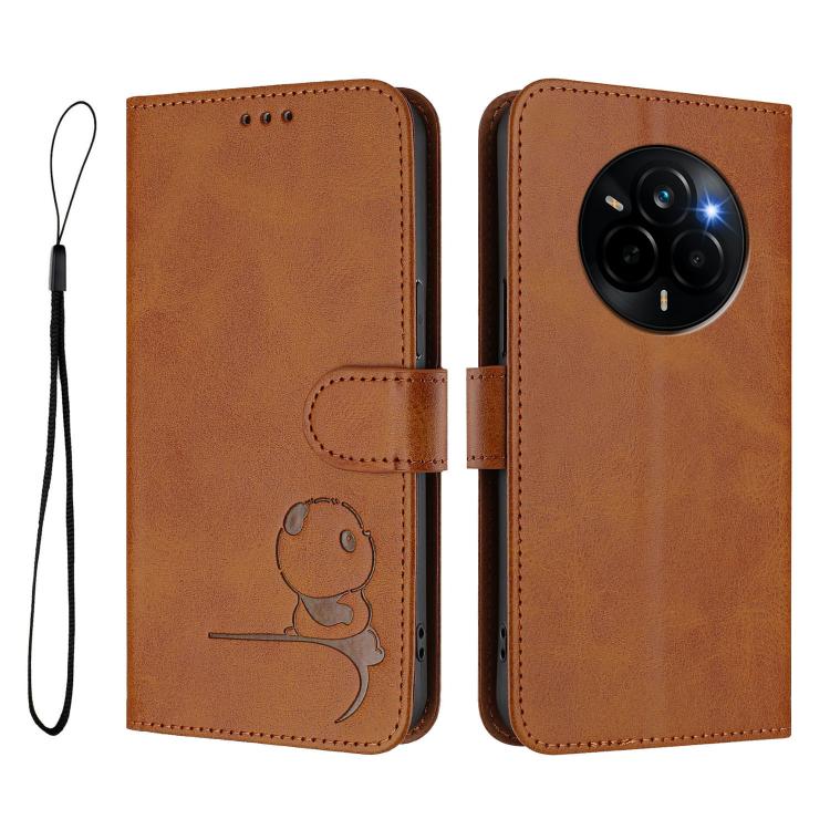 For Realme Narzo 80 Pro / 14 Pro Litter Panda Embossing RFID Leather Phone Case with Lanyard