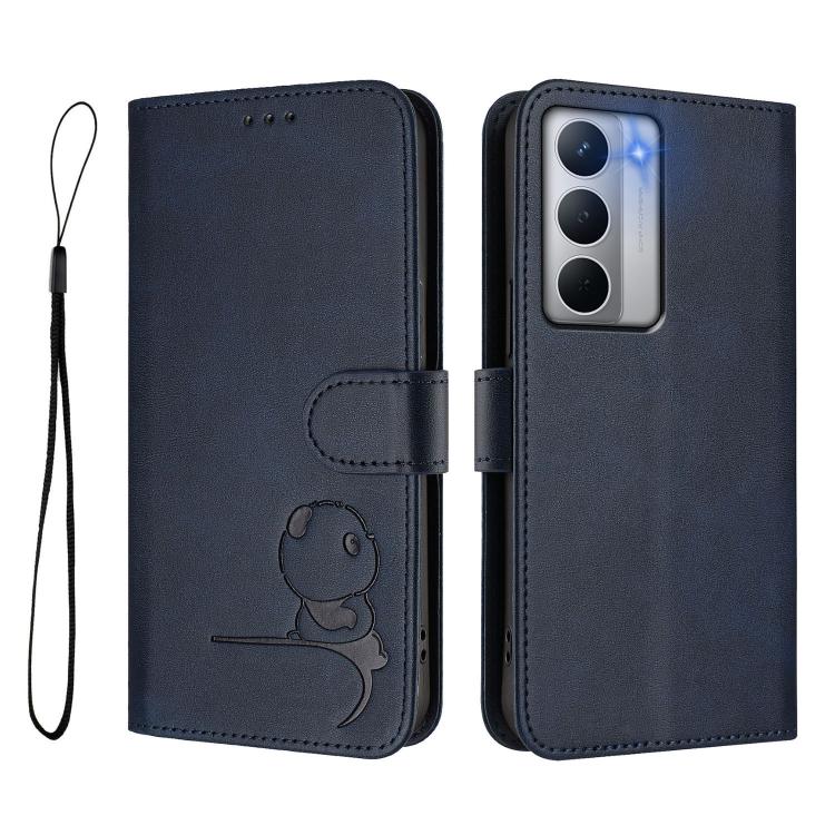For Realme Narzo 80x Litter Panda Embossing RFID Leather Phone Case with Lanyard