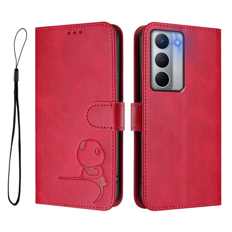 For Realme Narzo 80x Litter Panda Embossing RFID Leather Phone Case with Lanyard