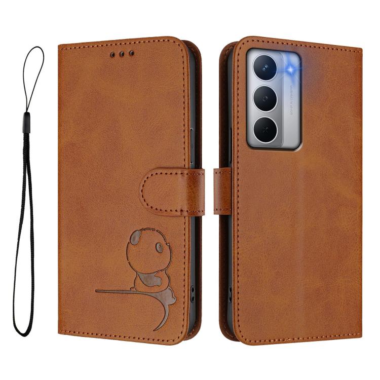 For Realme Narzo 80x Litter Panda Embossing RFID Leather Phone Case with Lanyard