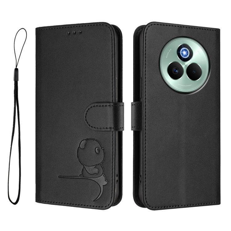 For Realme P3 Pro Litter Panda Embossing RFID Leather Phone Case with Lanyard