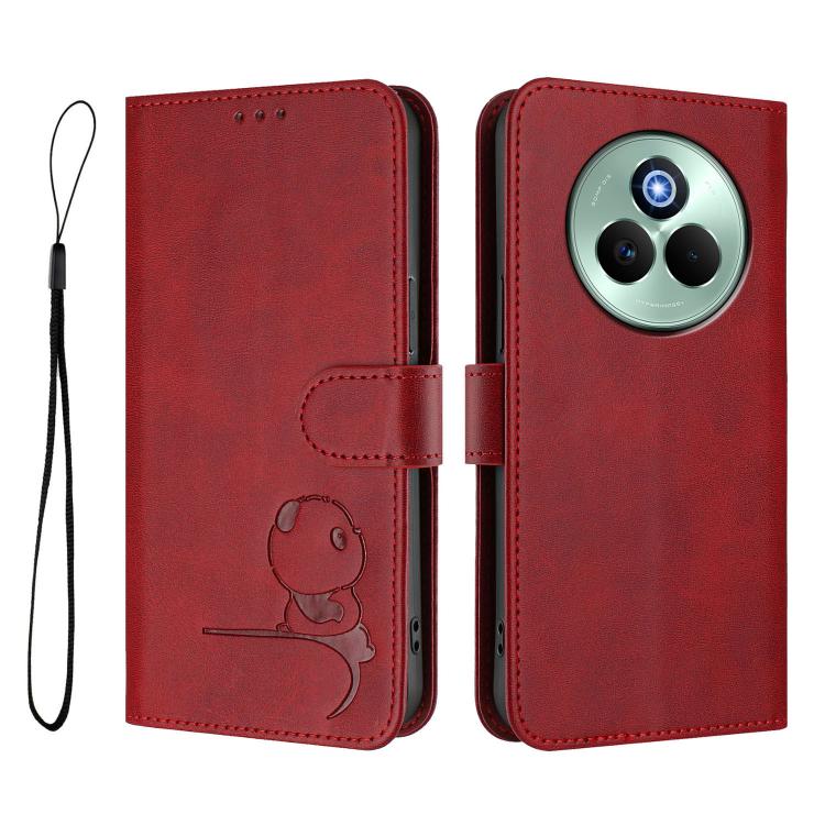 For Realme P3 Pro Litter Panda Embossing RFID Leather Phone Case with Lanyard