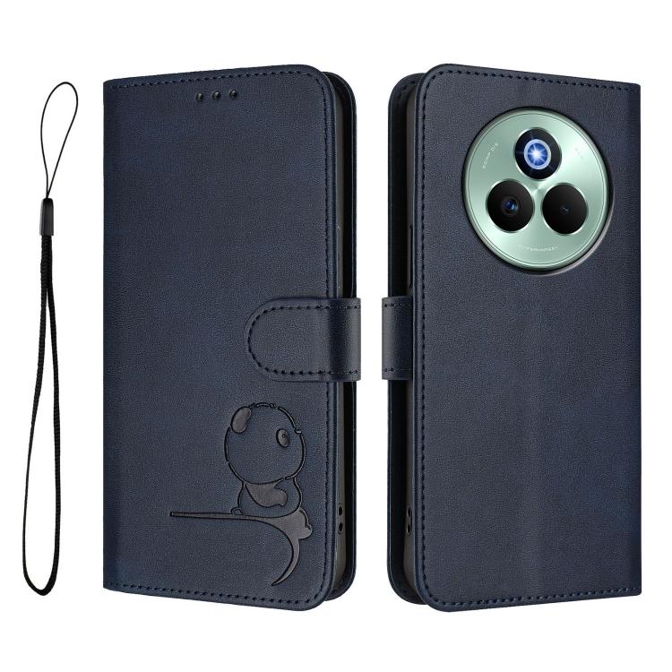 For Realme P3 Pro Litter Panda Embossing RFID Leather Phone Case with Lanyard
