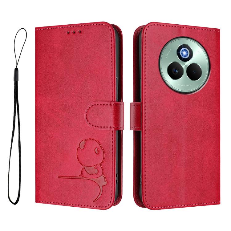 For Realme P3 Pro Litter Panda Embossing RFID Leather Phone Case with Lanyard