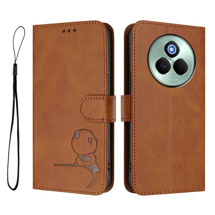 For Realme P3 Pro Litter Panda Embossing RFID Leather Phone Case with Lanyard
