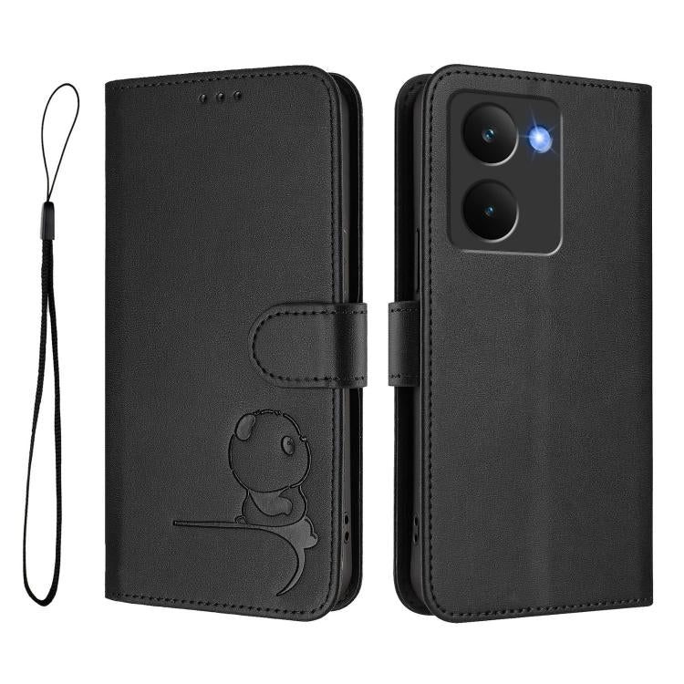 For Realme P3 Ultra Litter Panda Embossing RFID Leather Phone Case with Lanyard