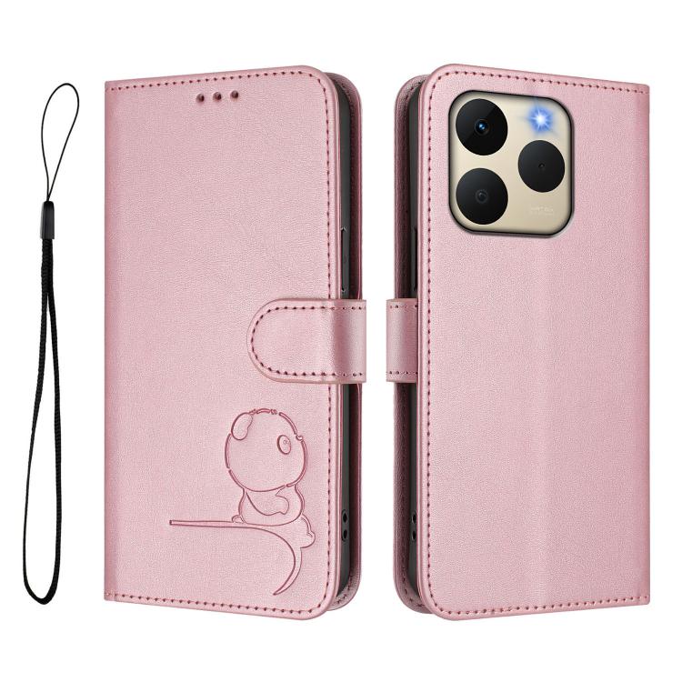 For Realme 15T 5G Global Litter Panda Embossing RFID Leather Phone Case with Lanyard