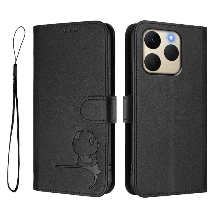 For Realme 15T 5G Global Litter Panda Embossing RFID Leather Phone Case with Lanyard