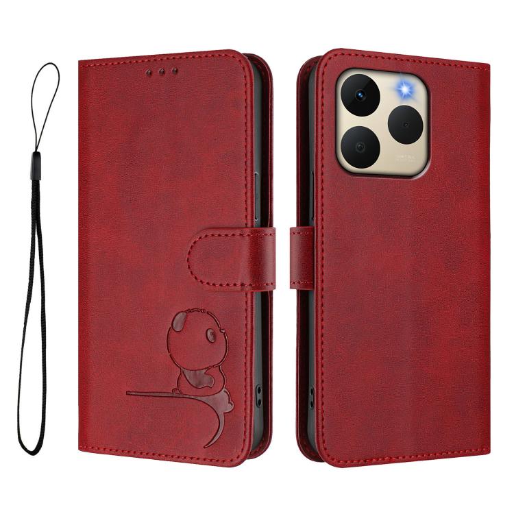 For Realme 15T 5G Global Litter Panda Embossing RFID Leather Phone Case with Lanyard