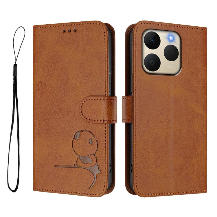 For Realme 15T 5G Global Litter Panda Embossing RFID Leather Phone Case with Lanyard