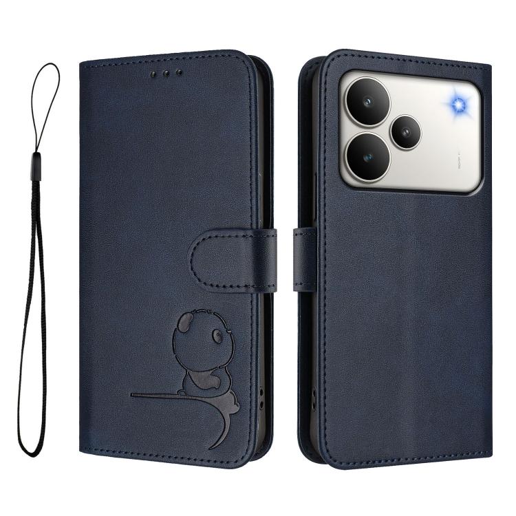 For Realme P4 5G Litter Panda Embossing RFID Leather Phone Case with Lanyard