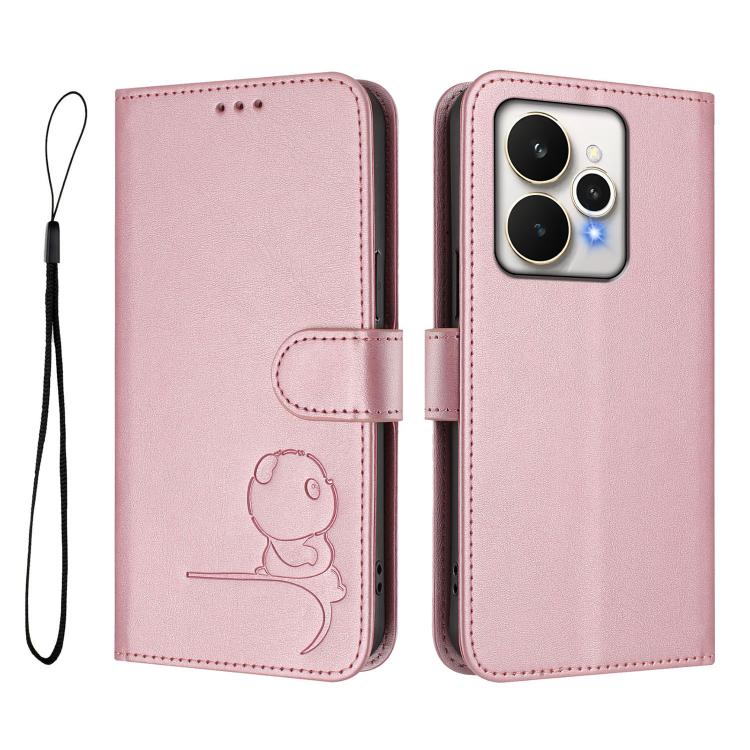 For Realme 15 5G / 15 Pro 5G Global Litter Panda Embossing RFID Leather Phone Case with Lanyard