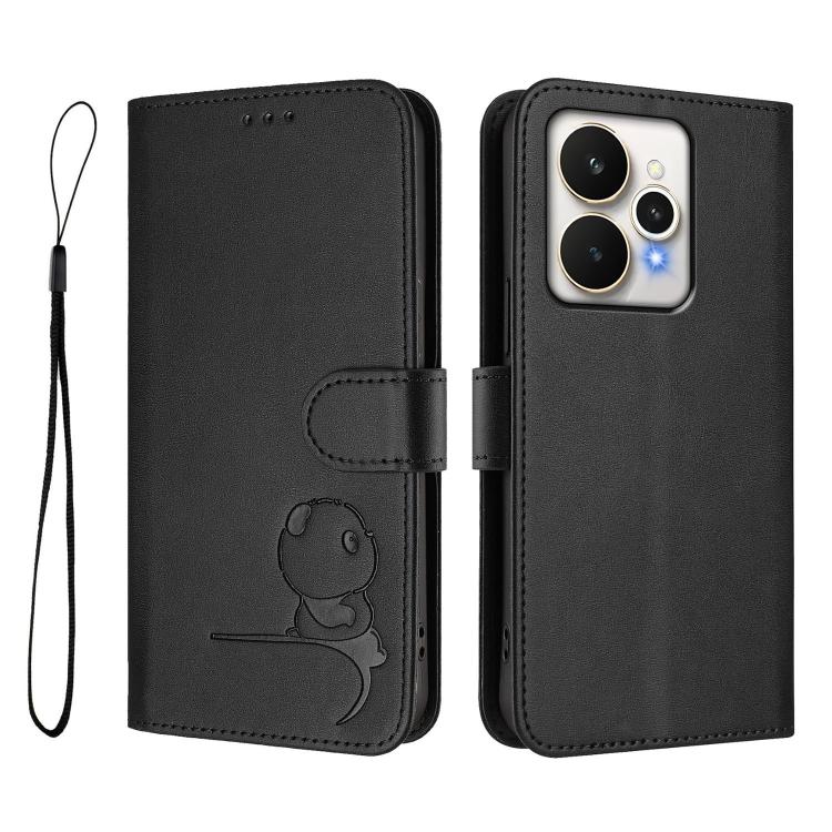 For Realme 15 5G / 15 Pro 5G Global Litter Panda Embossing RFID Leather Phone Case with Lanyard