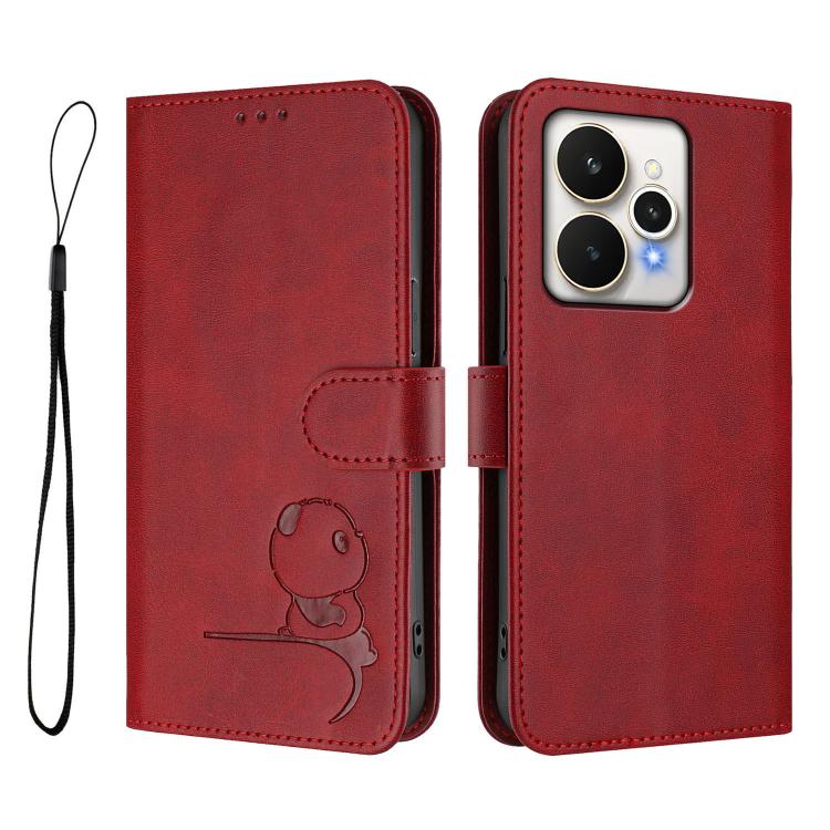 For Realme 15 5G / 15 Pro 5G Global Litter Panda Embossing RFID Leather Phone Case with Lanyard