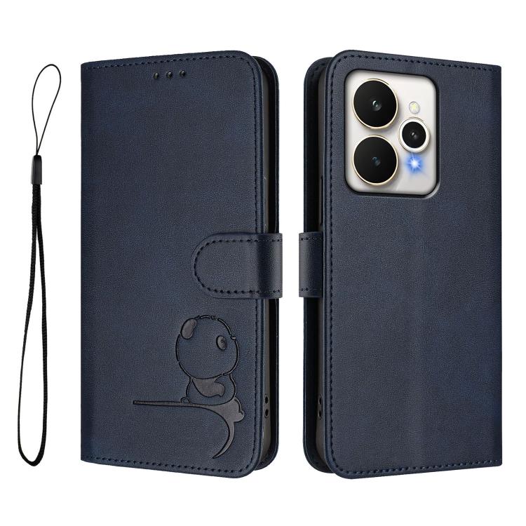 For Realme 15 5G / 15 Pro 5G Global Litter Panda Embossing RFID Leather Phone Case with Lanyard
