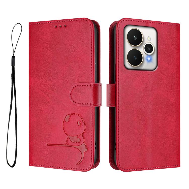 For Realme 15 5G / 15 Pro 5G Global Litter Panda Embossing RFID Leather Phone Case with Lanyard