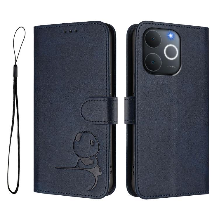 For Realme C71 4G India / Note 70 4G Litter Panda Embossing RFID Leather Phone Case with Lanyard
