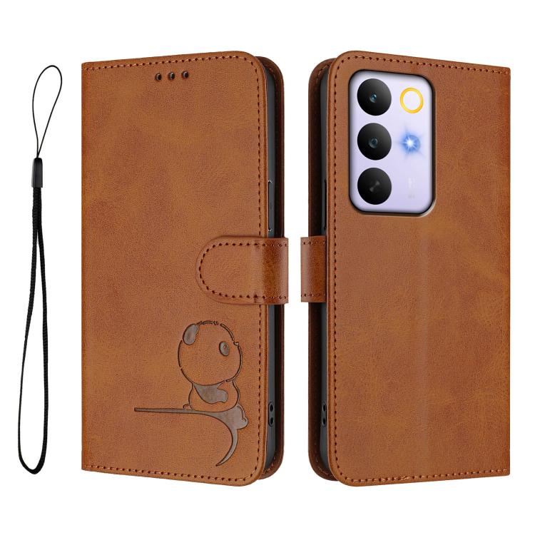 For Realme C83 / C85 5G / 15x India Litter Panda Embossing RFID Leather Phone Case with Lanyard