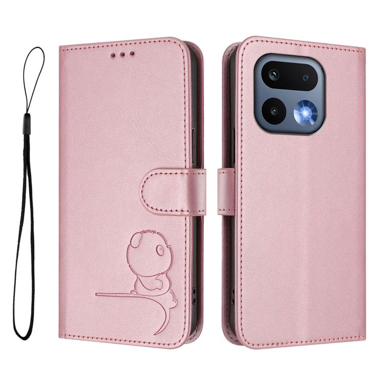 For Realme 16 Pro 5G Litter Panda Embossing RFID Leather Phone Case with Lanyard