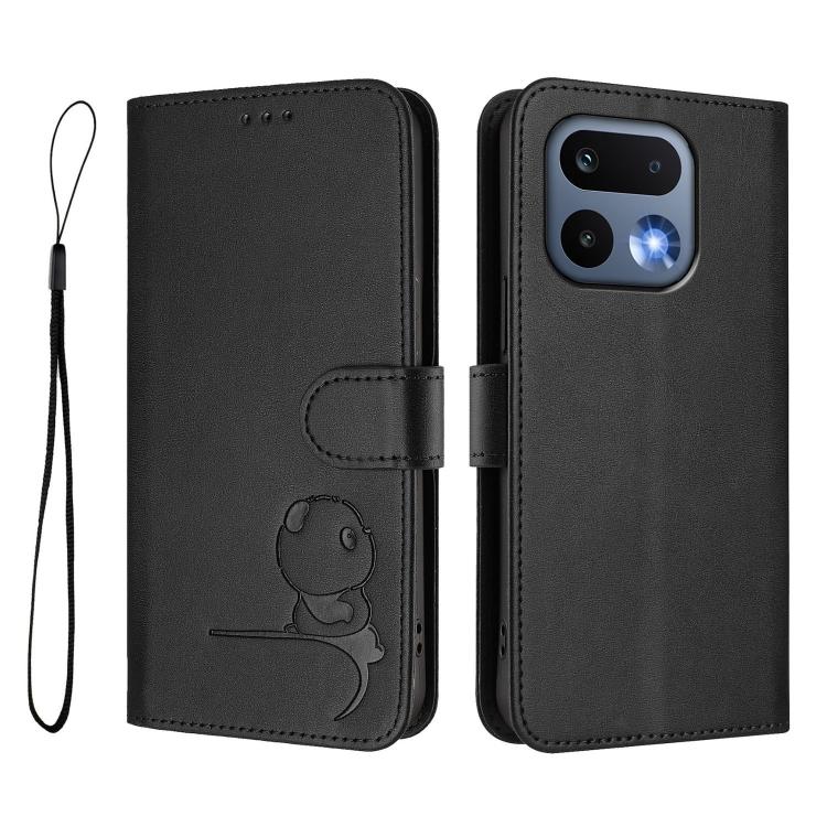 For Realme 16 Pro 5G Litter Panda Embossing RFID Leather Phone Case with Lanyard