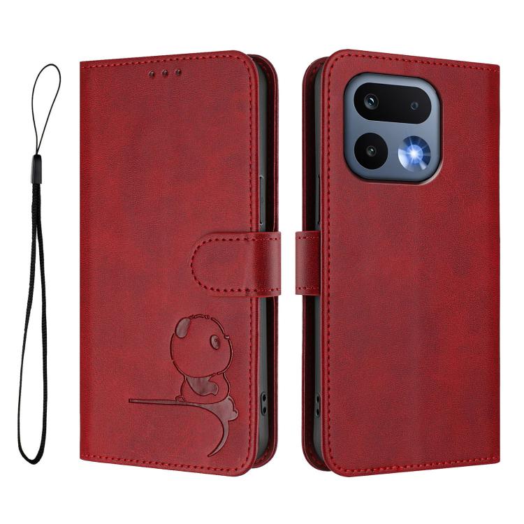 For Realme 16 Pro 5G Litter Panda Embossing RFID Leather Phone Case with Lanyard