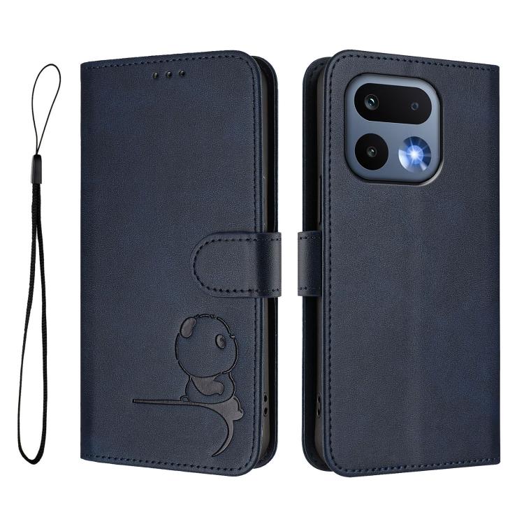For Realme 16 Pro 5G Litter Panda Embossing RFID Leather Phone Case with Lanyard
