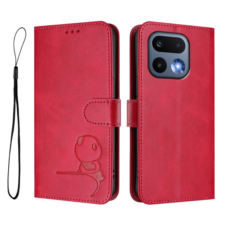For Realme 16 Pro 5G Litter Panda Embossing RFID Leather Phone Case with Lanyard