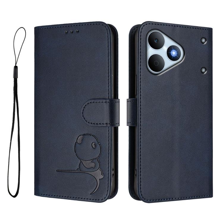For Realme  Note 80 4G Global Litter Panda Embossing RFID Leather Phone Case with Lanyard