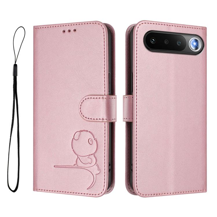 For Realme 16 5G Global Litter Panda Embossing RFID Leather Phone Case with Lanyard