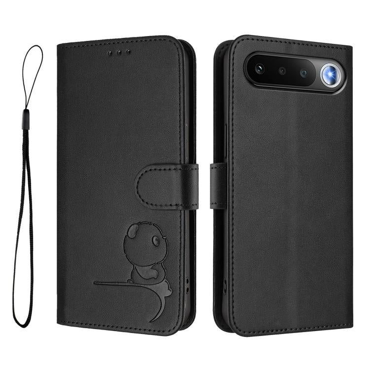 For Realme 16 5G Global Litter Panda Embossing RFID Leather Phone Case with Lanyard