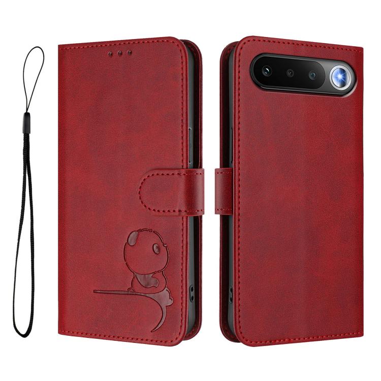 For Realme 16 5G Global Litter Panda Embossing RFID Leather Phone Case with Lanyard