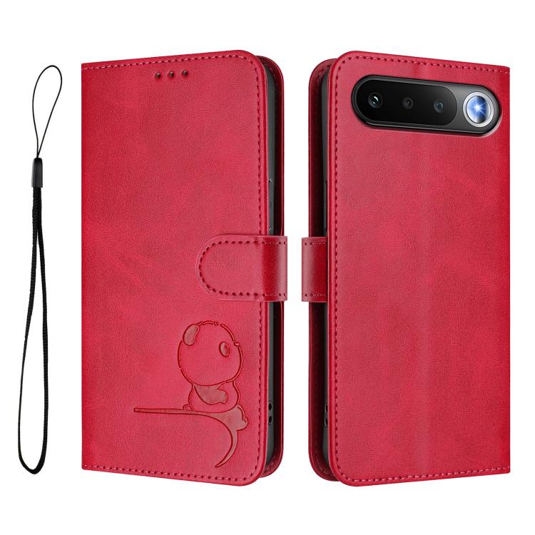 For Realme 16 5G Global Litter Panda Embossing RFID Leather Phone Case with Lanyard