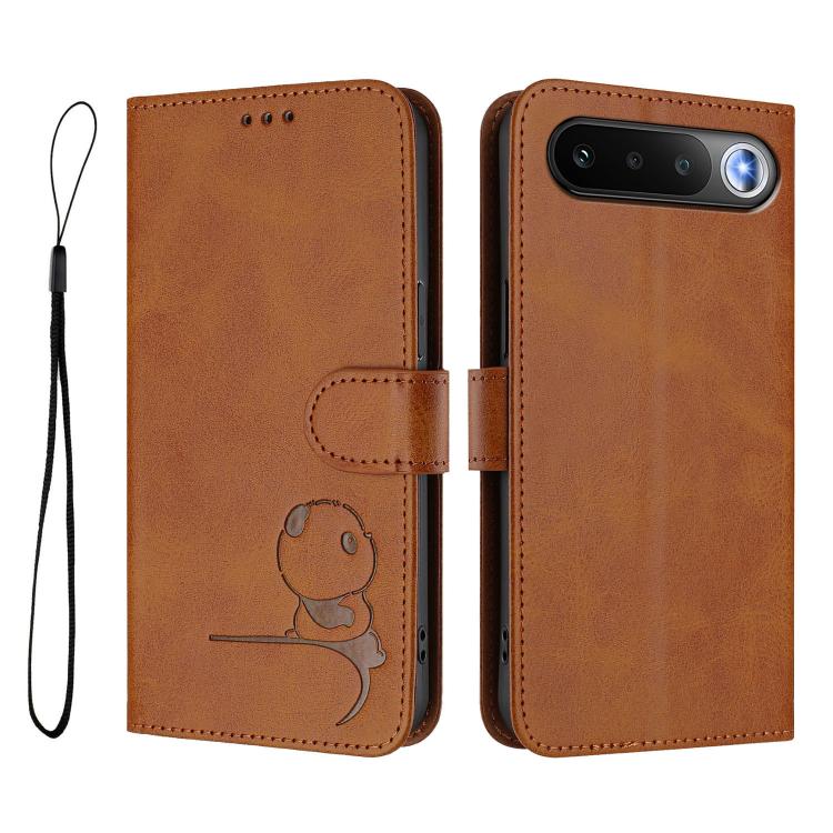 For Realme 16 5G Global Litter Panda Embossing RFID Leather Phone Case with Lanyard