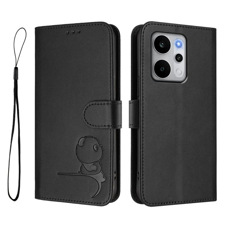 For Realme P4 Power 5G Litter Panda Embossing RFID Leather Phone Case with Lanyard