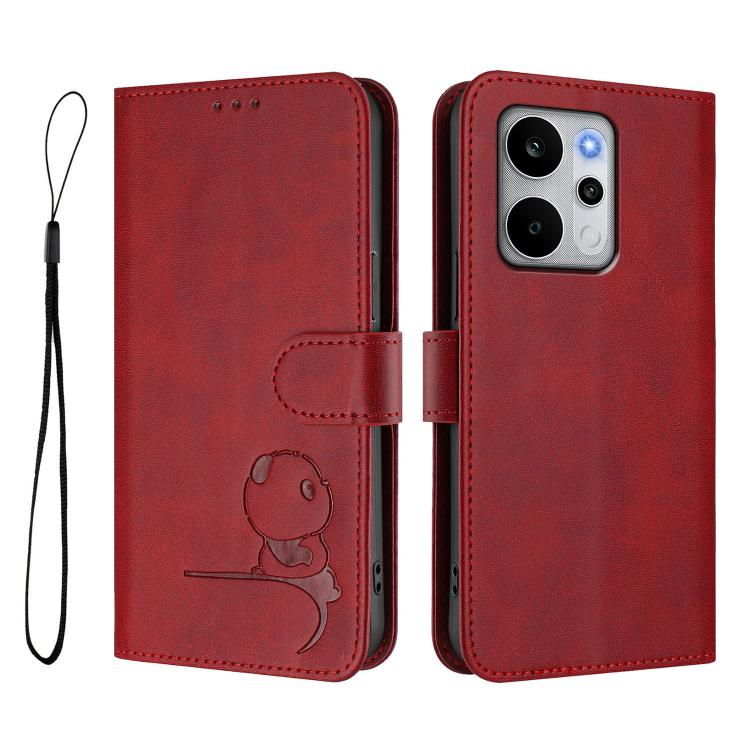 For Realme P4 Power 5G Litter Panda Embossing RFID Leather Phone Case with Lanyard